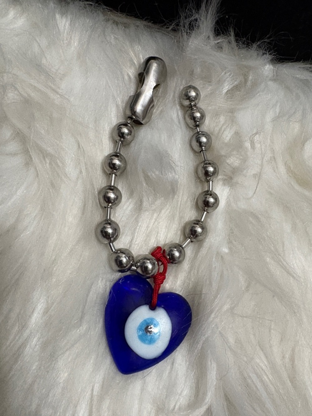Blue Heart Evil Eye Bead Bracelet